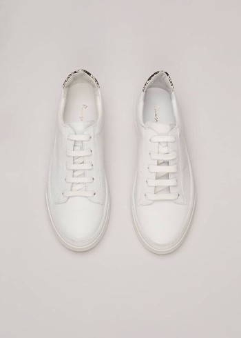 Phase Eight White Leather Flats White Australia | QN3195846